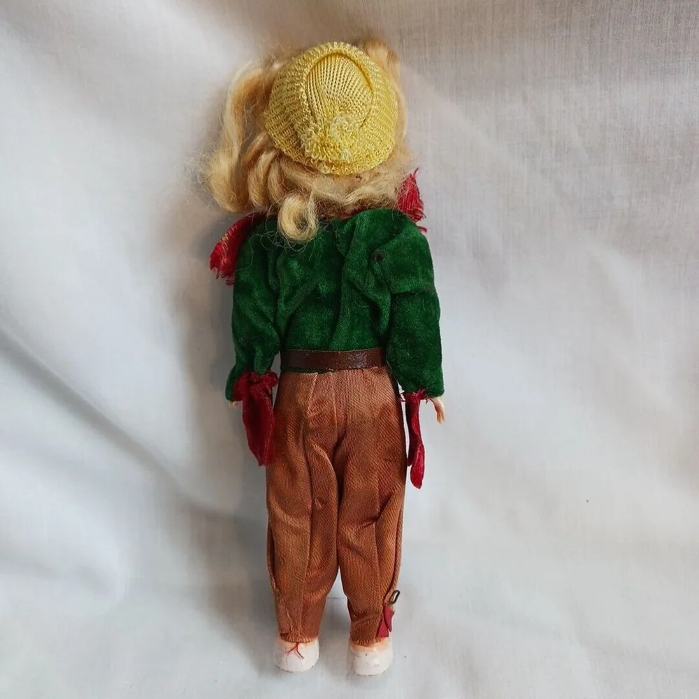 Vintage Sleepy Eye Cowgirl Doll Green Velvet Red Scarf